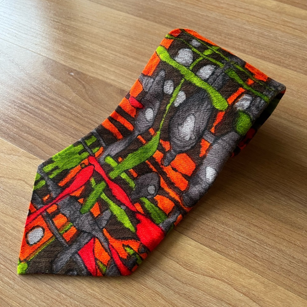 Vintage Abstract Print Necktie Multicolor Retro Pattern